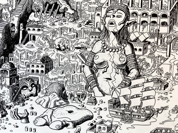 Hot Springs City Map Original Art