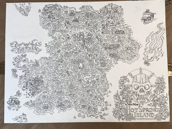 Hot Springs Island Map Original Art