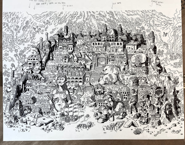 Hot Springs City Map Original Art